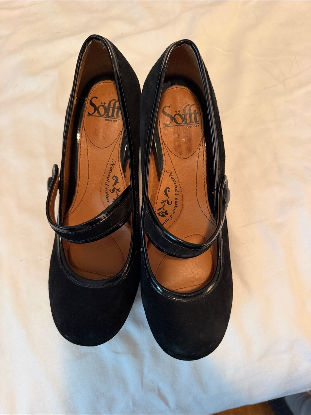 Black Suede Mary Jane Pumps -Sofft